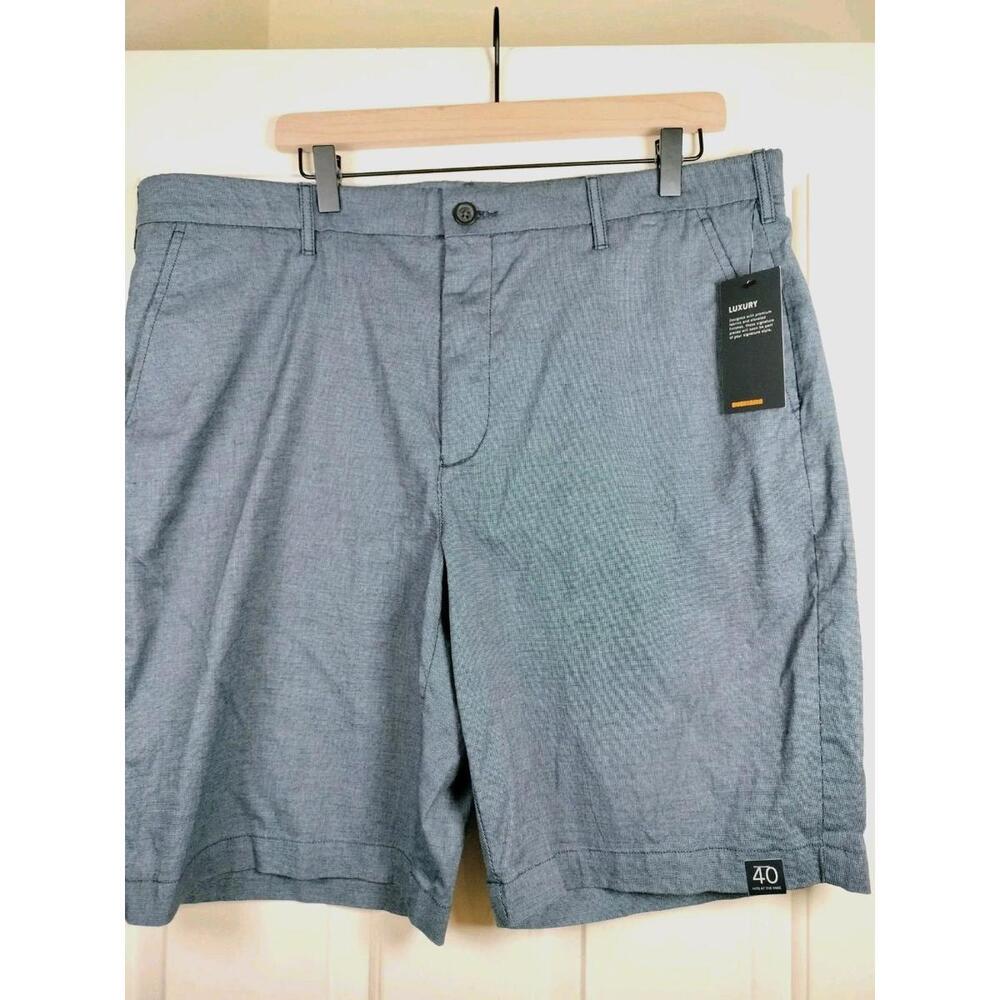 NWT‎ Marc Anthony Luxury Slim Fit Shorts Men’s 40 Navy Blue Flat Front Textured